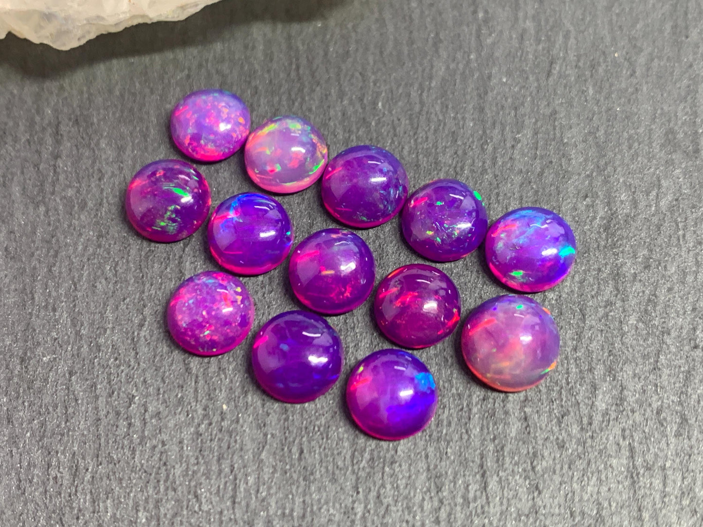 Ethiopian Opal round 7mm cabochon - Natural Opal smoked to purple color