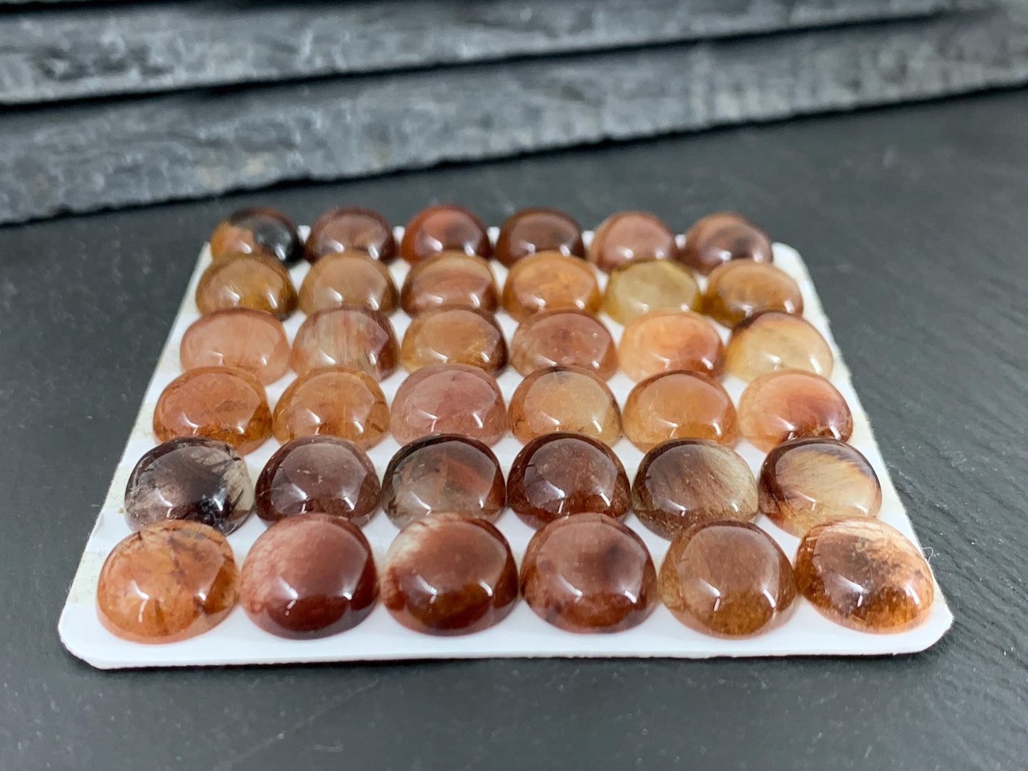 Rutilated Quartz oval 10x12mm cabochon - Calibrated cabochons