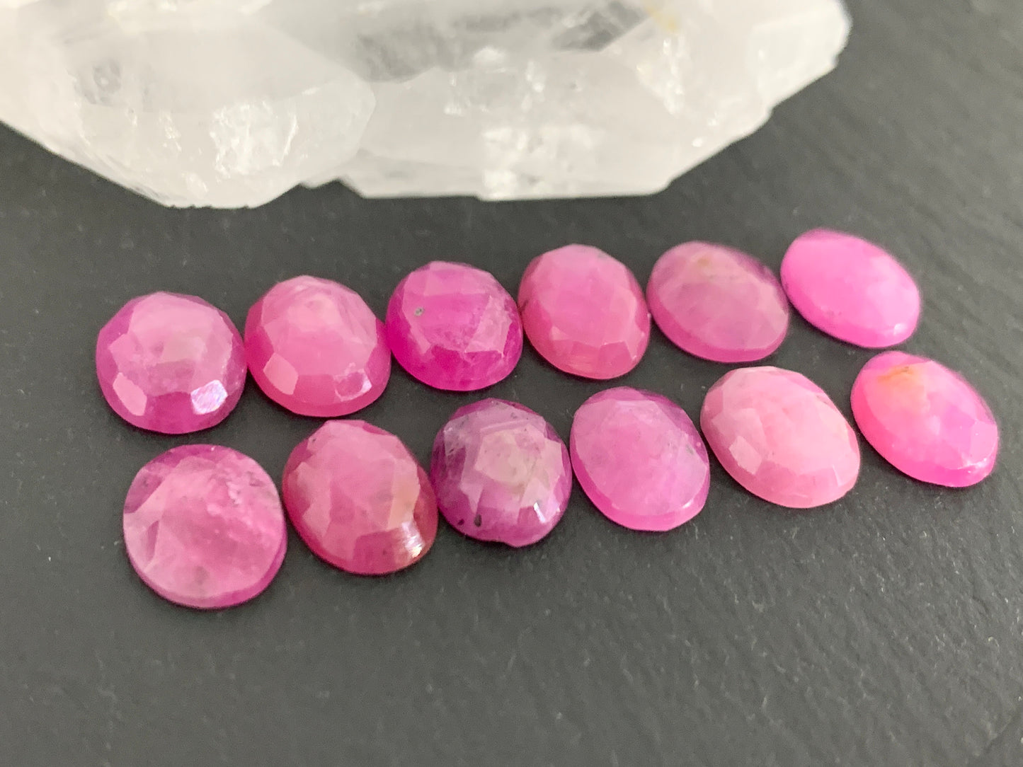 Faceted Pink Sapphire oval 10mm long cabochon