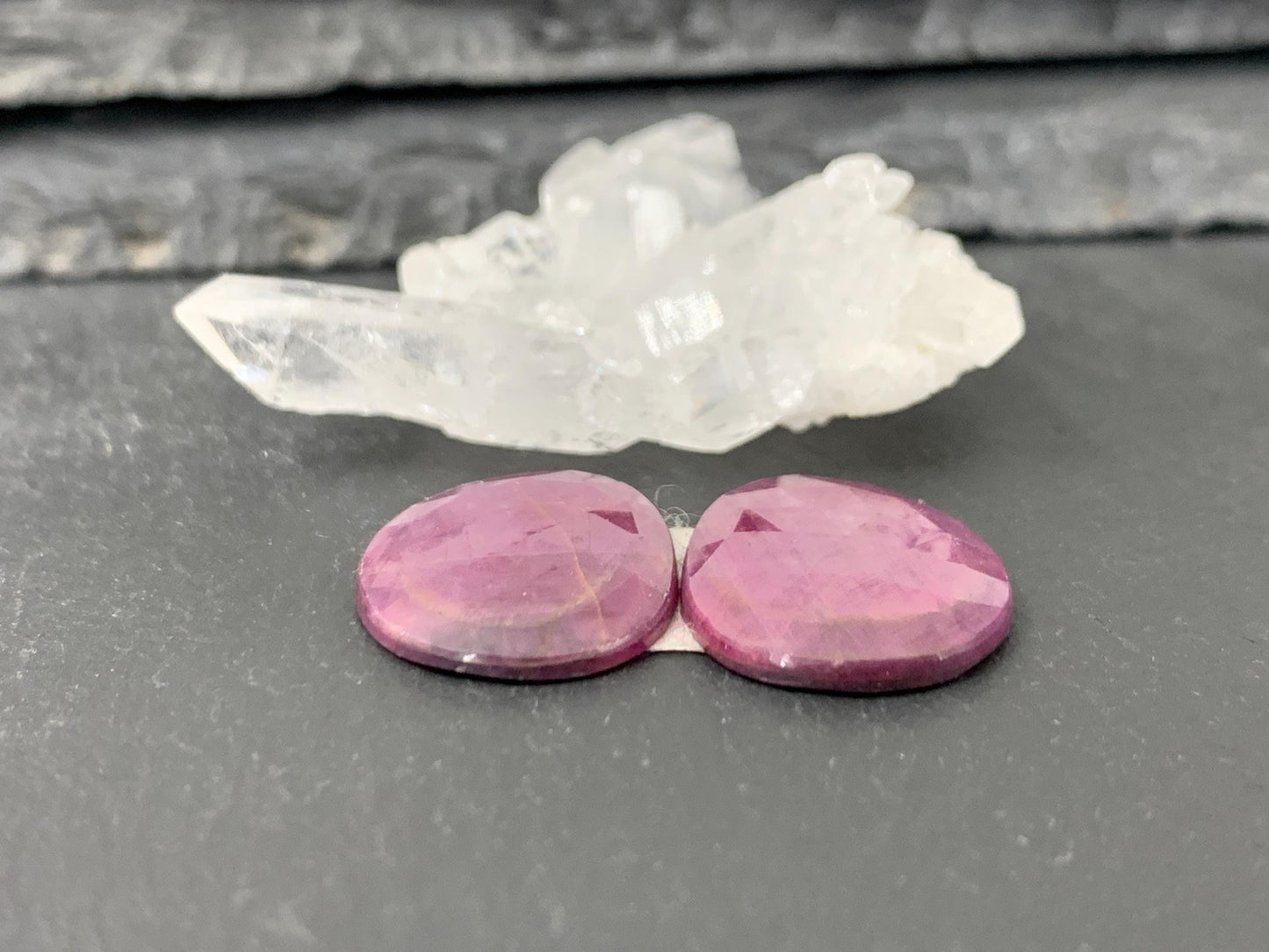 Faceted Ruby pair 15x19x3mm cabochon