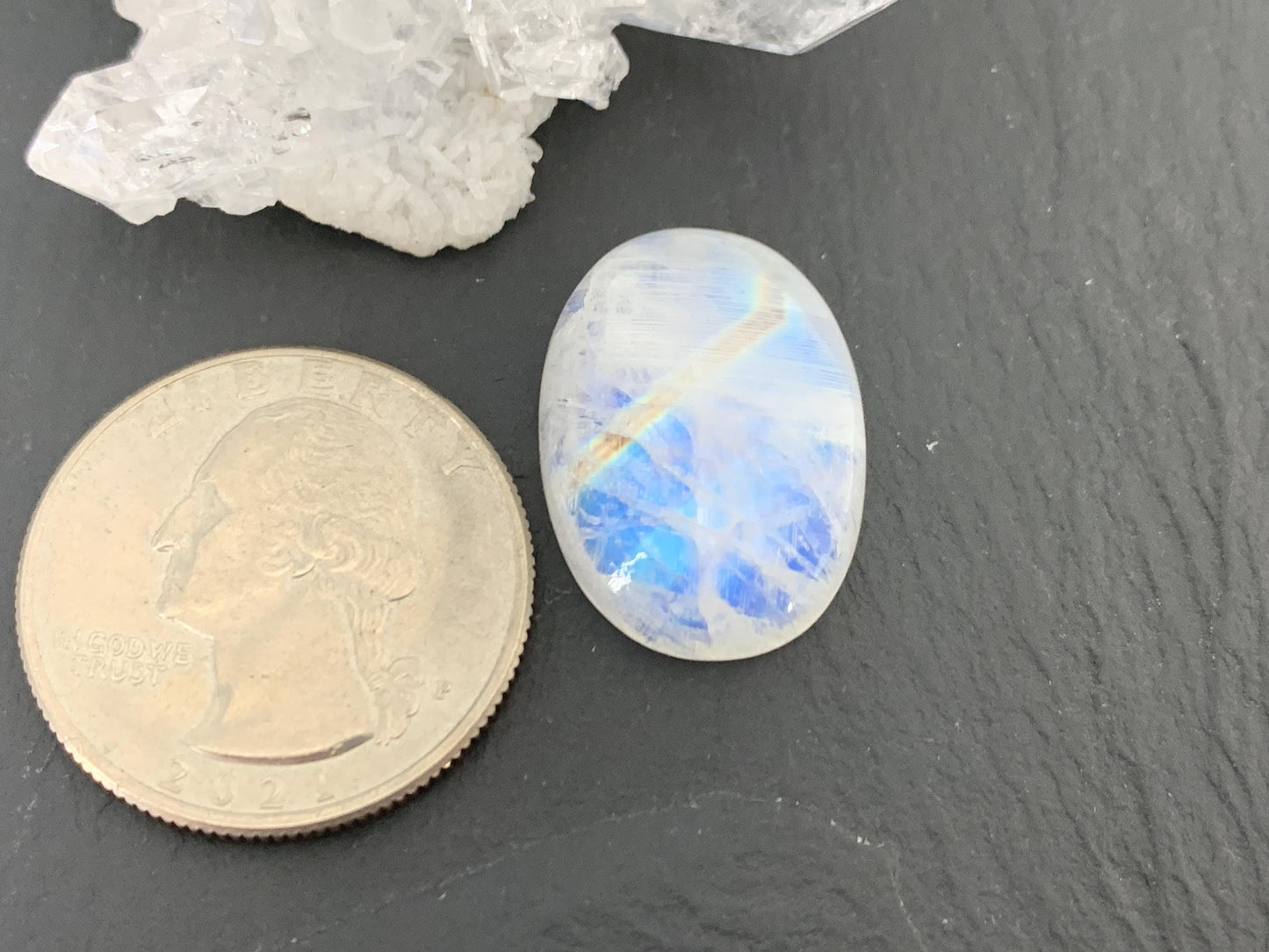 Rainbow Moonstone 22x16x6mm cabochon