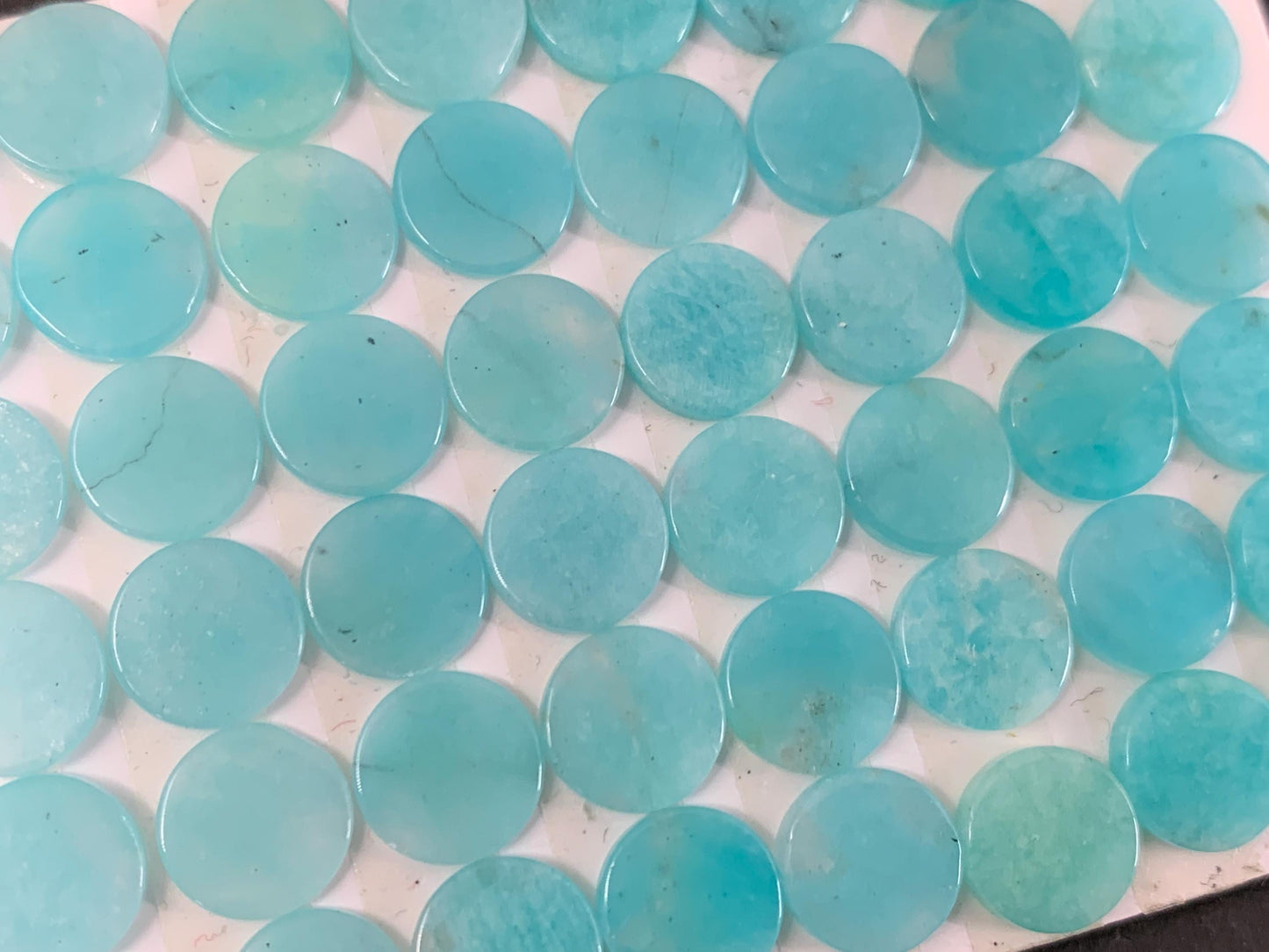 Flat Amazonite Cabochon - Natural 8mm Round Flat Stone, Calibrated Gemstone for Jewelry