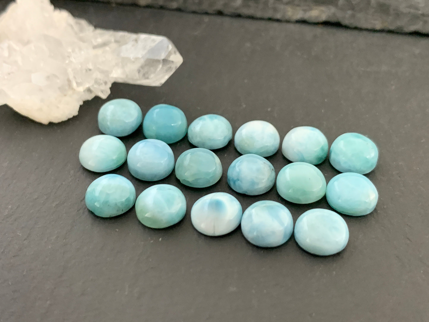 Larimar round 8mm cabochon