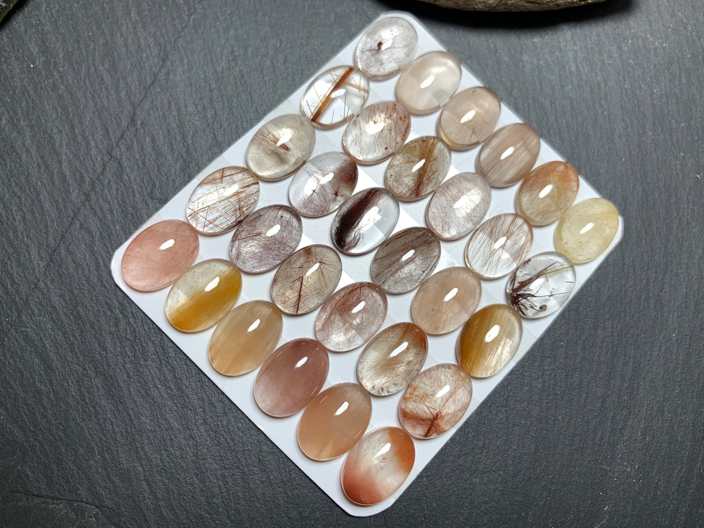 Rutilated Quartz oval 10x14mm cabochon - Calibrated cabochons
