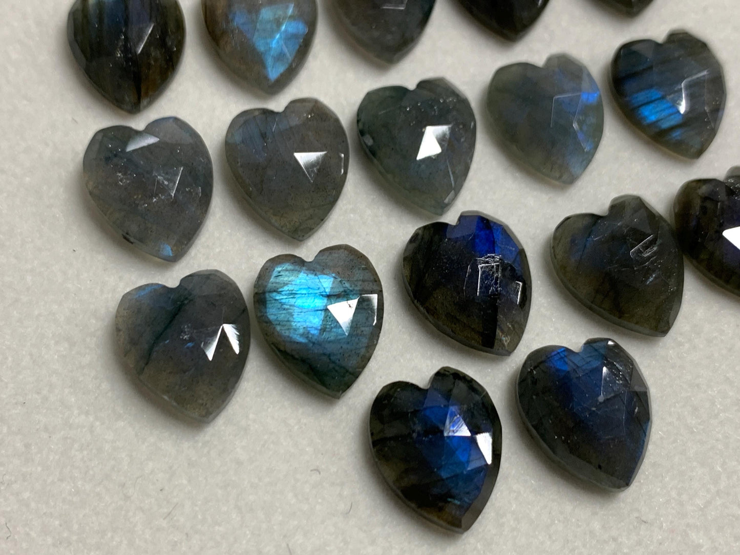 Faceted Labradorite heart 11x13mm cabochon
