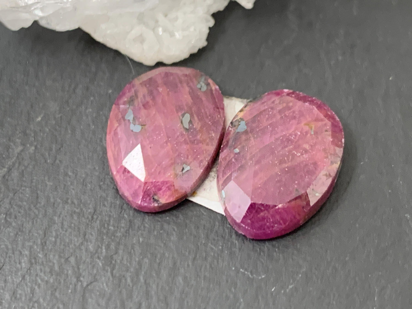 Faceted Ruby pair 11x16x4mm cabochon