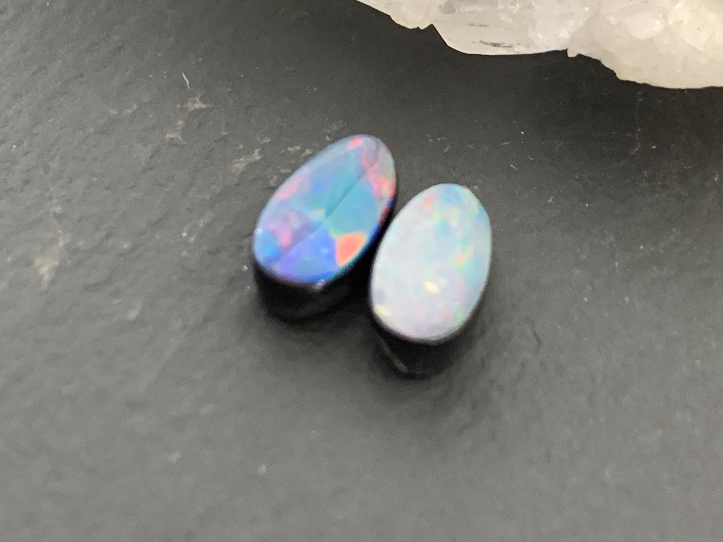 Australian Opal doublet 5x8mm pair of cabochons