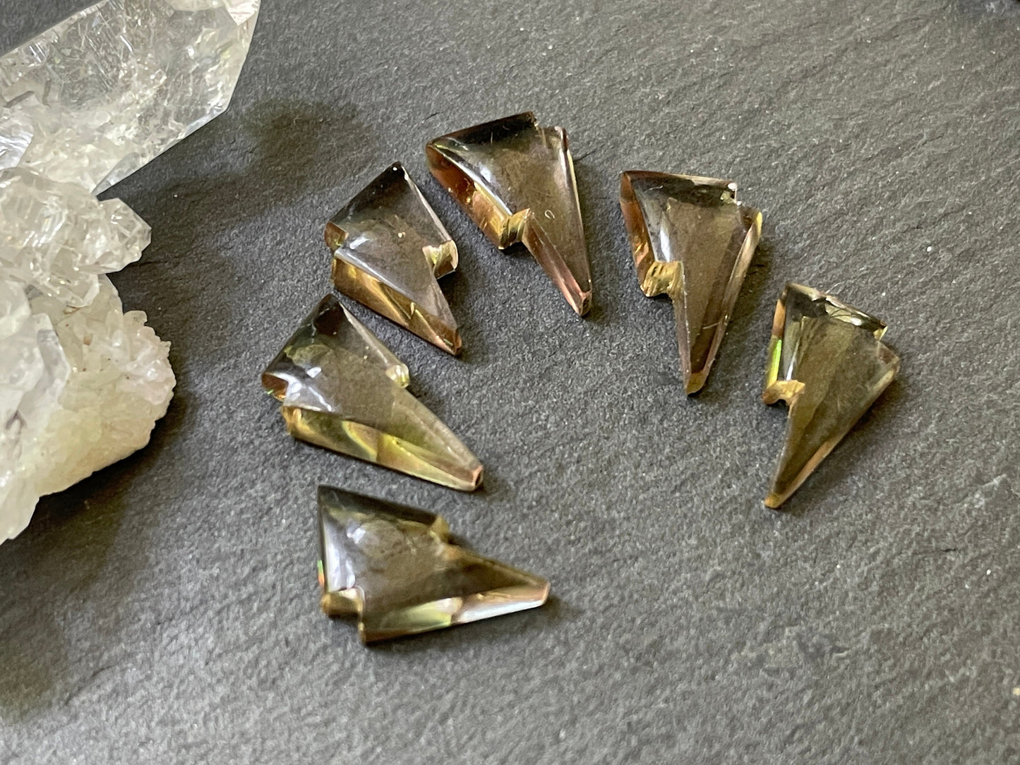 Faceted color changing Alexandrite lightning bolt 8x13mm cabochon - Cabochons are calibrated