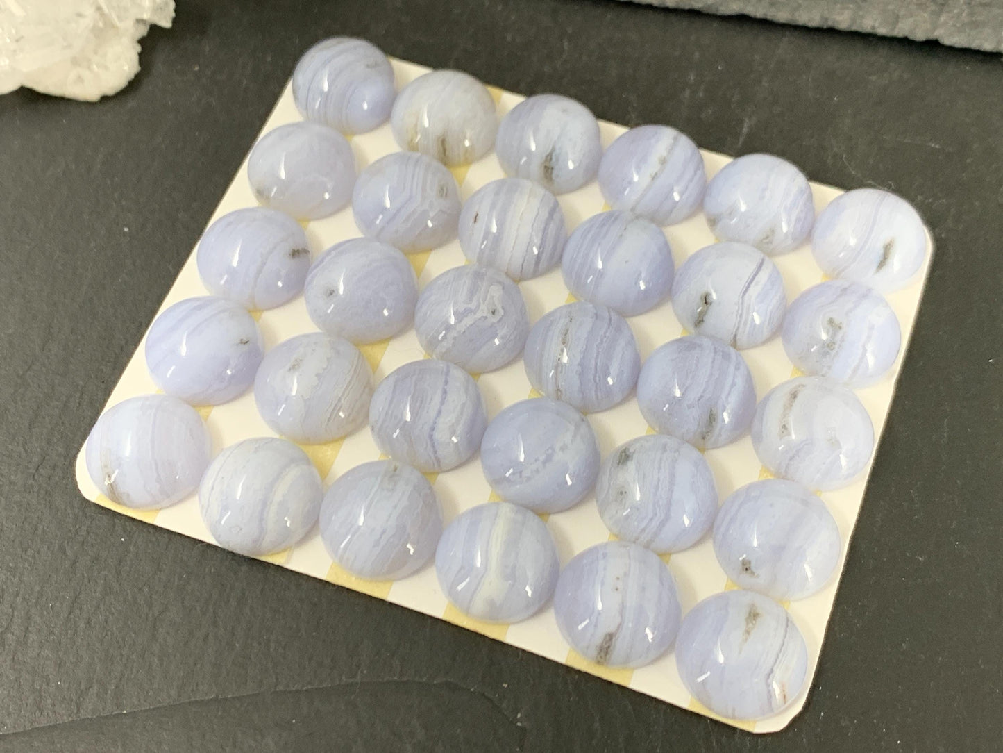 Blue Lace Agate round 12mm cabochon - Calibrated cabochons