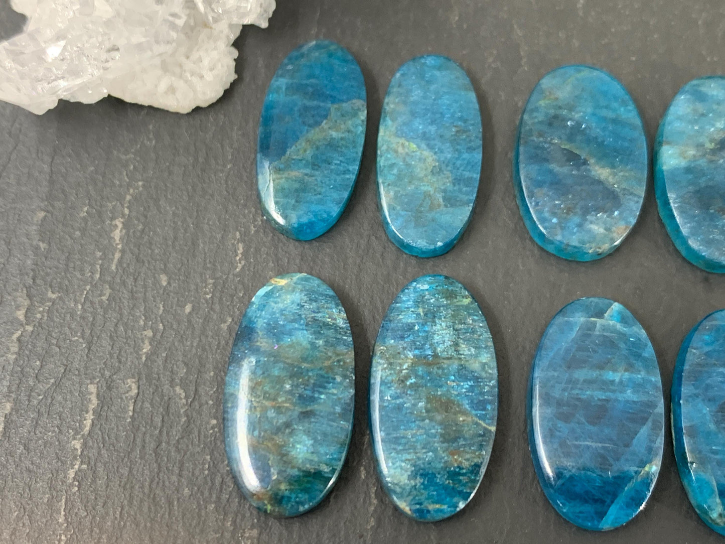 Apatite oval 20-22mm long cabochon - Buy by pair