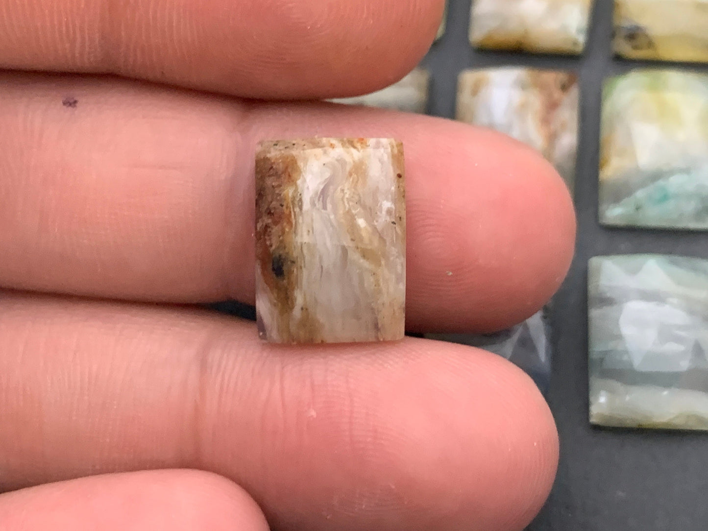 Faceted Peruvian Opal rectangle 10x14mm cabochon