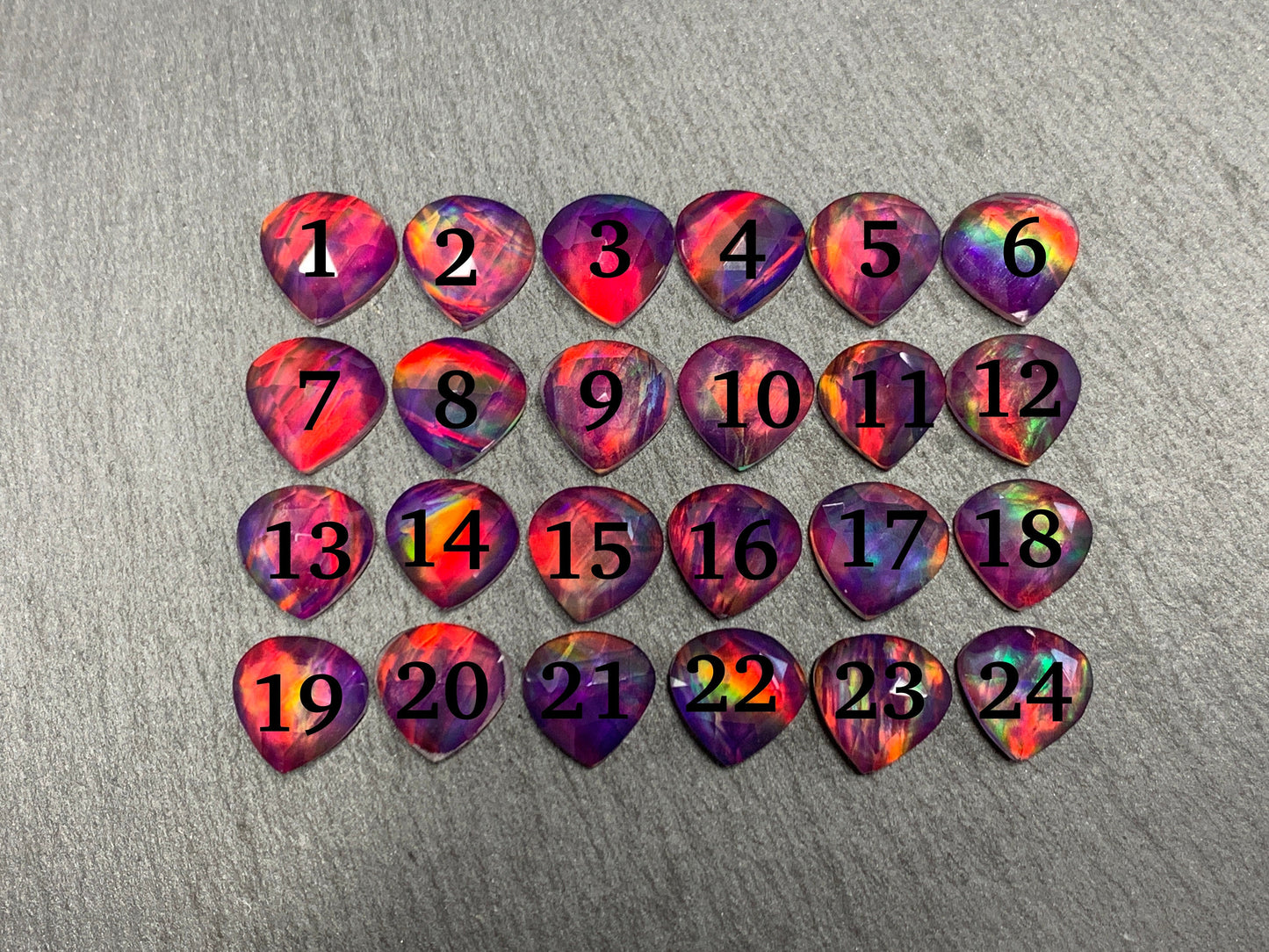 Faceted Aurora Opal pear 12mm cabochon - Doublet cabochons