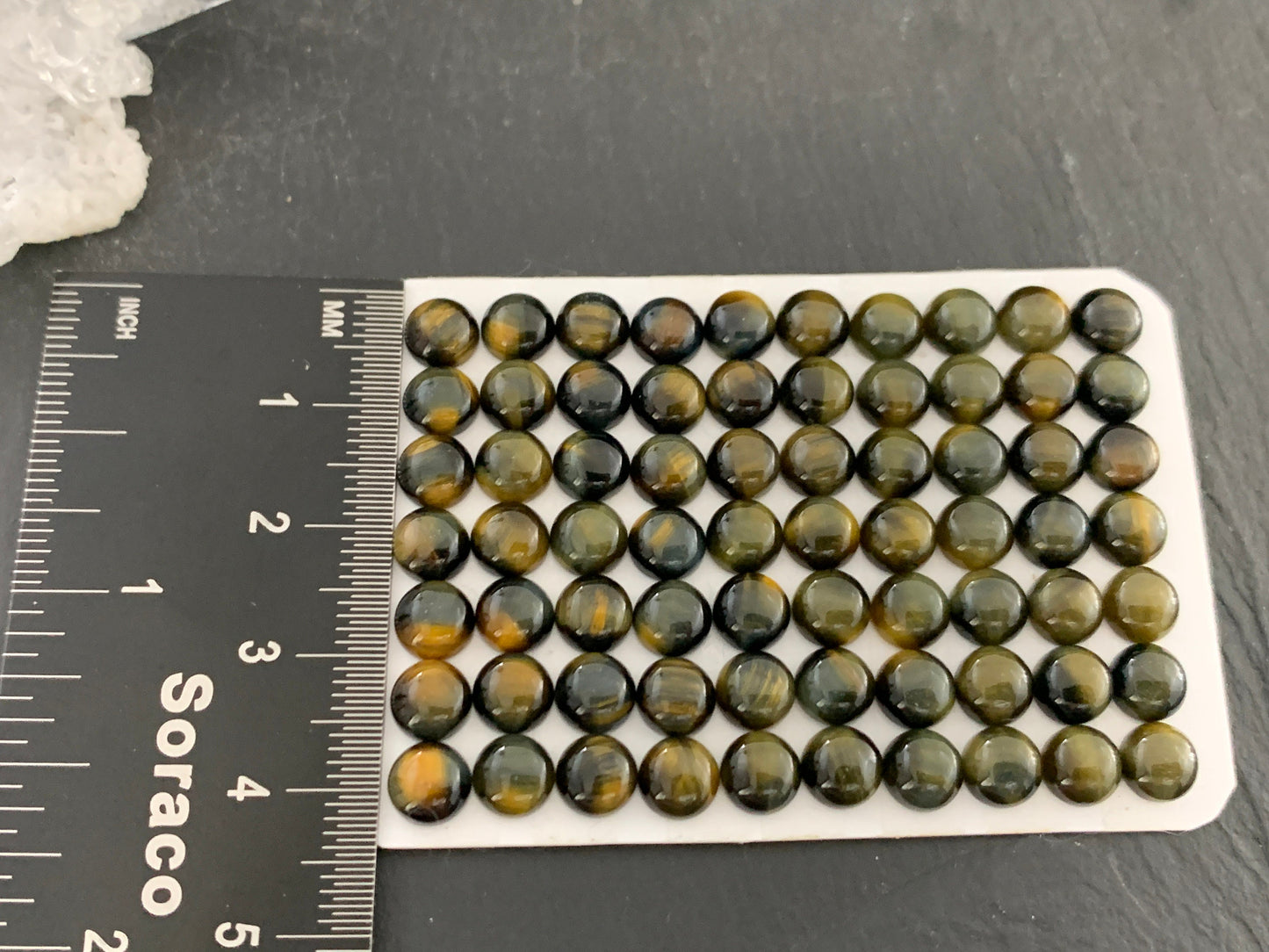 Yellow Blue Tiger Eye round 6mm cabochon - Calibrated cabochons