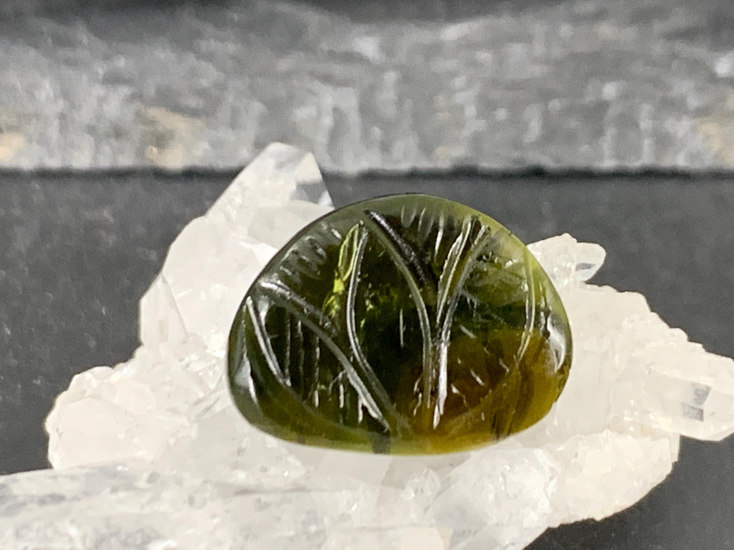 Carved Tourmaline 17x13x2.5mm cabochon