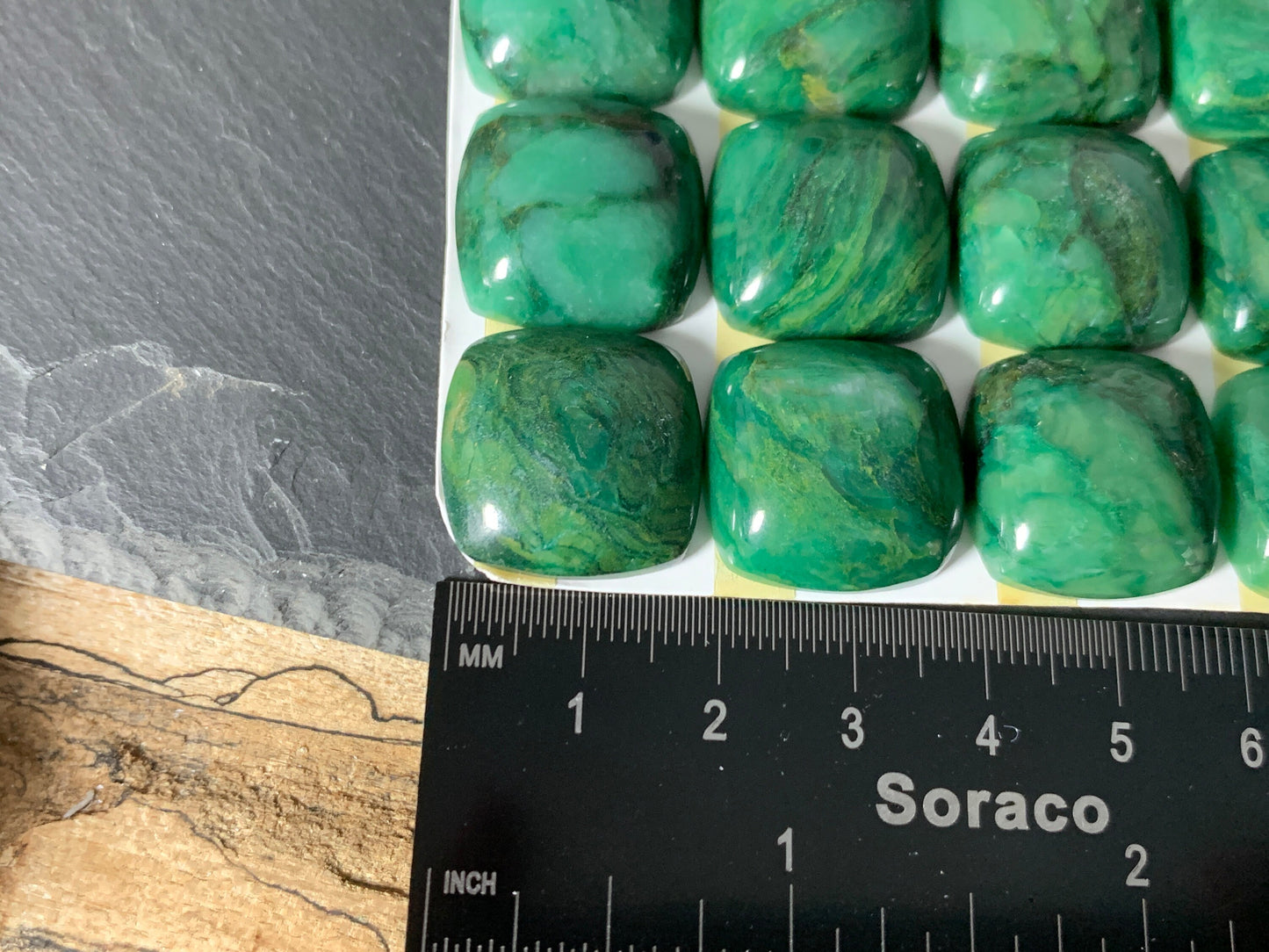 African Jade square 20mm cabochon - Calibrated cabochons