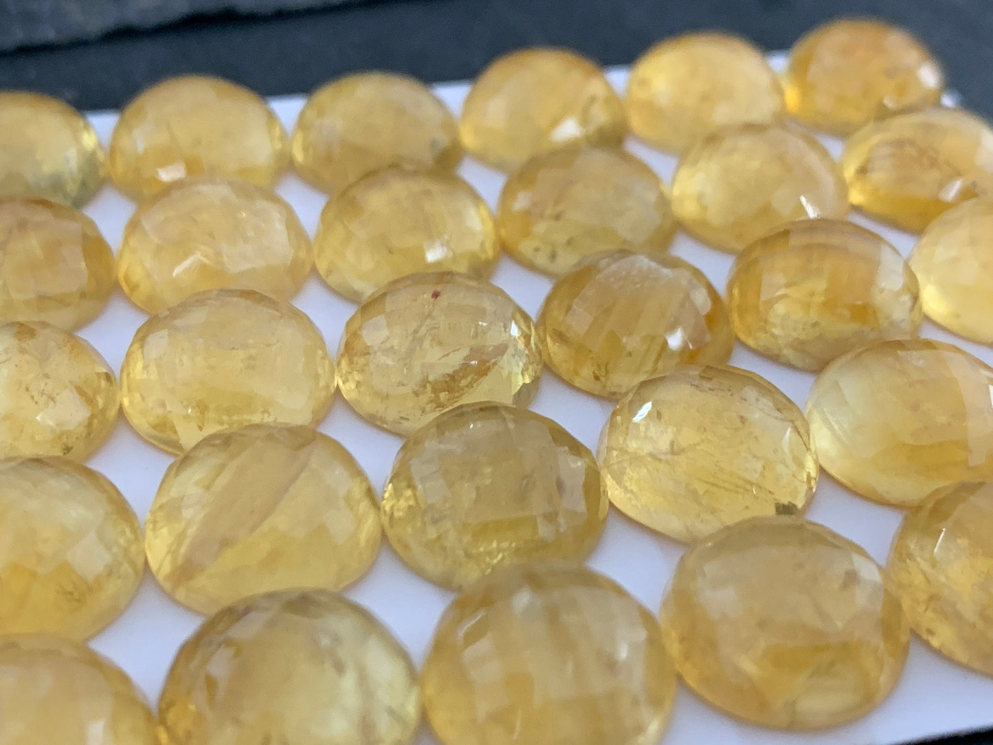 Faceted Citrine round 12mm cabochon - Calibrated cabochons
