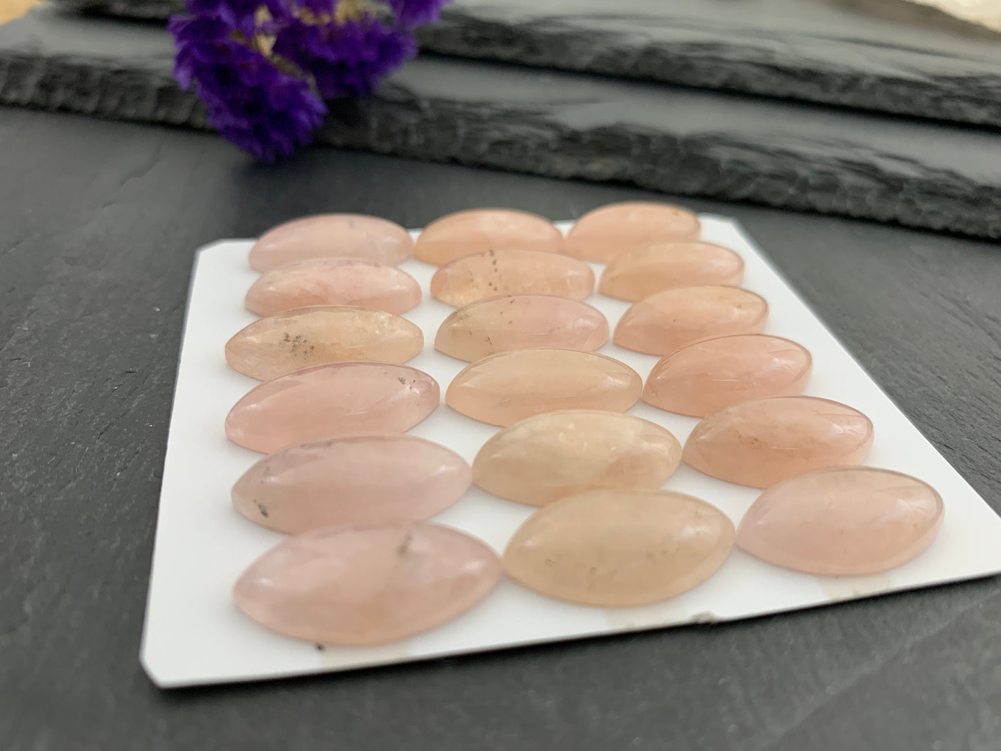 Salmon Morganite marquise 10x20mm cabochon - Calibrated cabochons