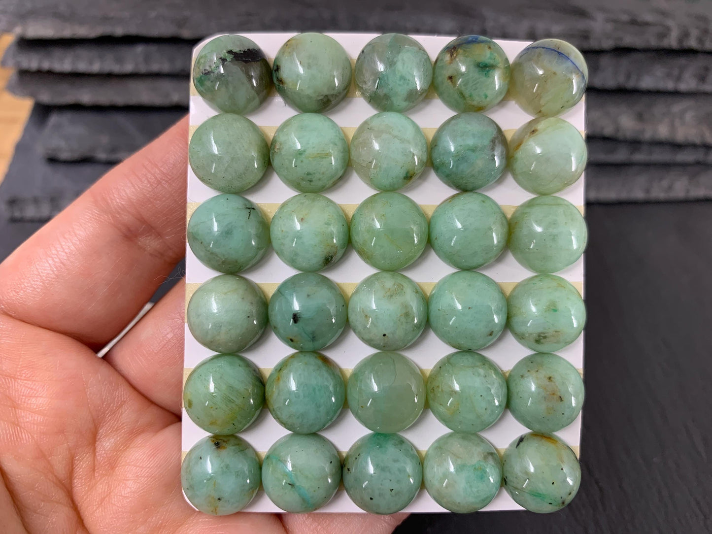 Chrysocolla round 12mm cabochon - Calibrated cabochons