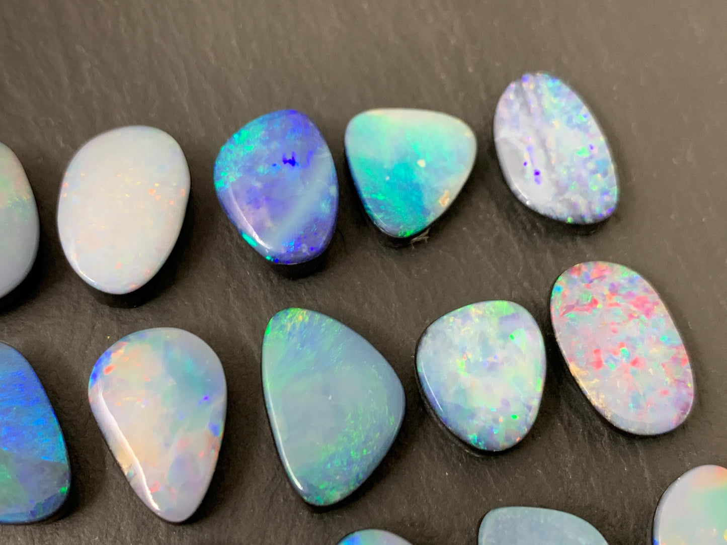 Australian Opal doublet 11-14mm long cabochon