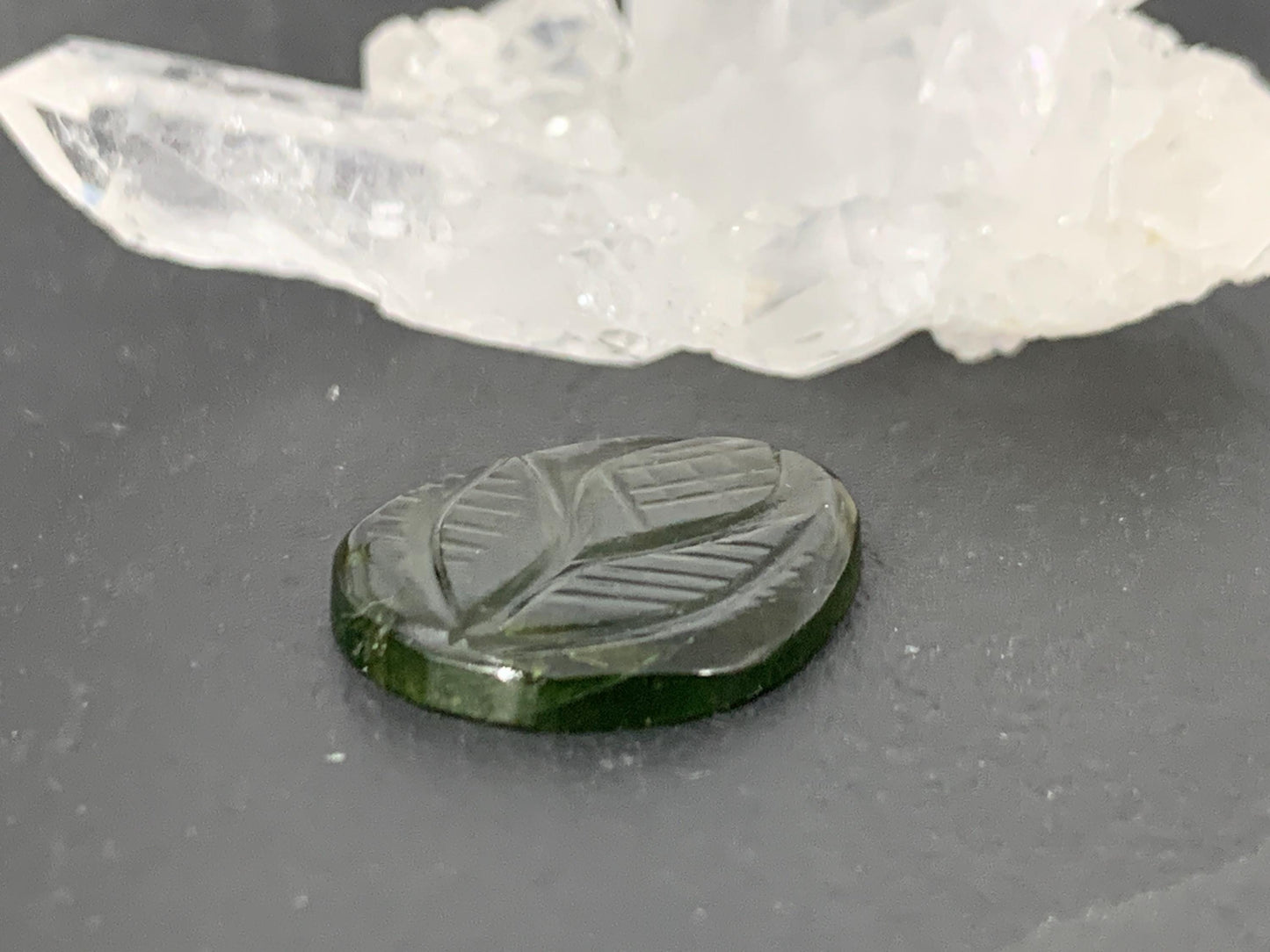 Carved Tourmaline 14x18x2mm cabochon