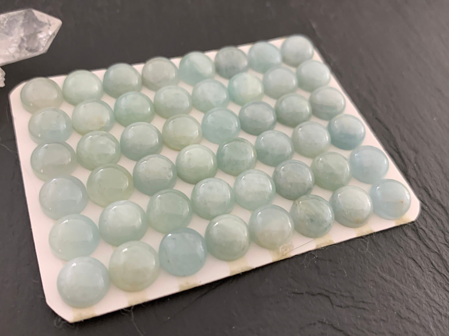 Aquamarine round 8mm cabochon - Calibrated cabochons