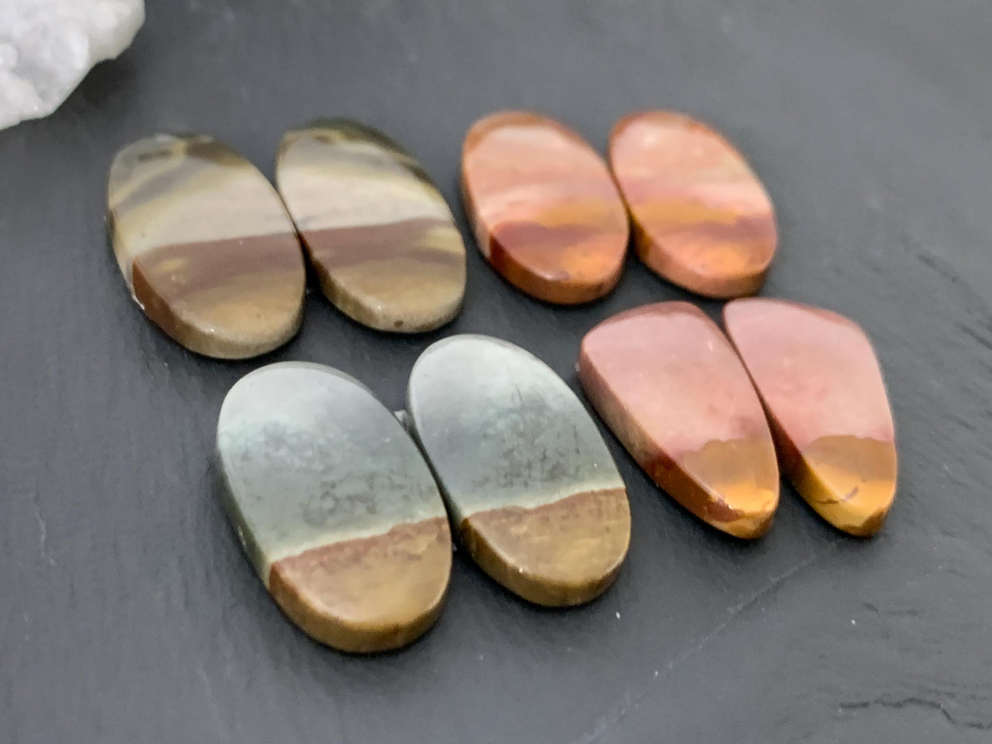 Polychrome Jasper cabochon pair