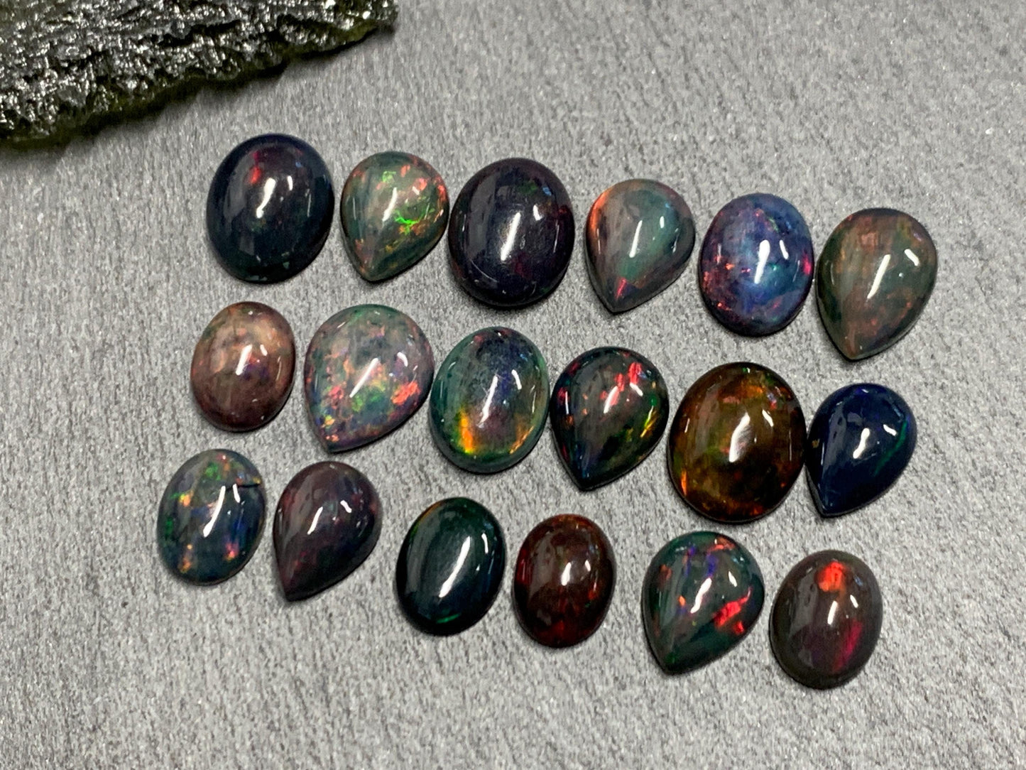 Black Ethiopian Opal 9-11mm long cabochon