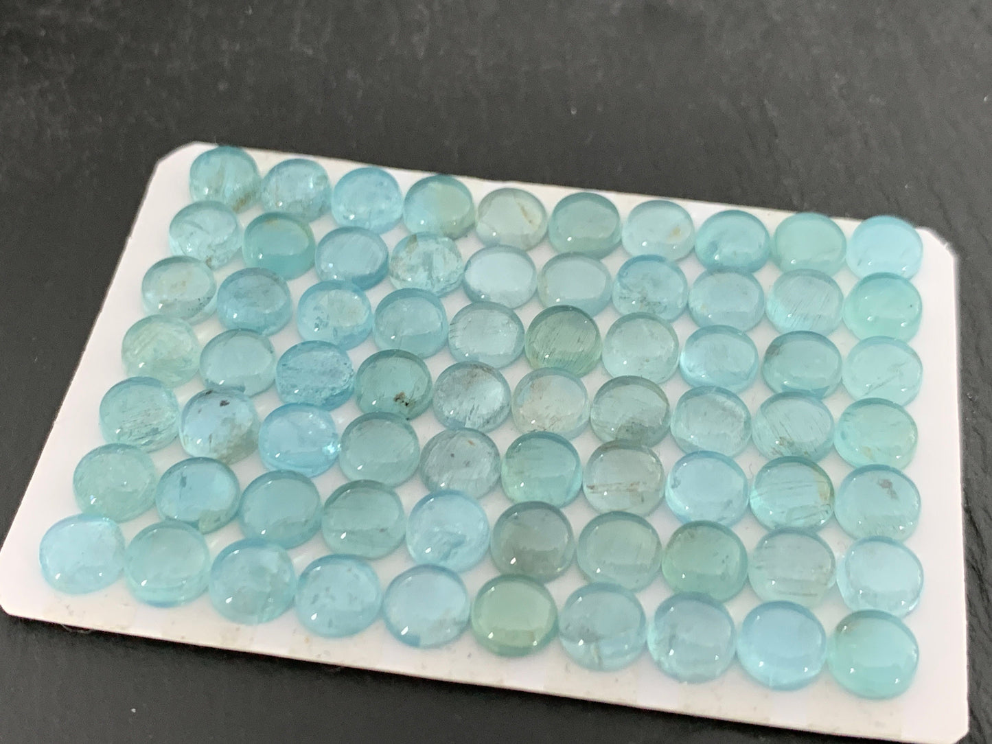 Blue Green Apatite round 6mm cabochon - Calibrated cabochons