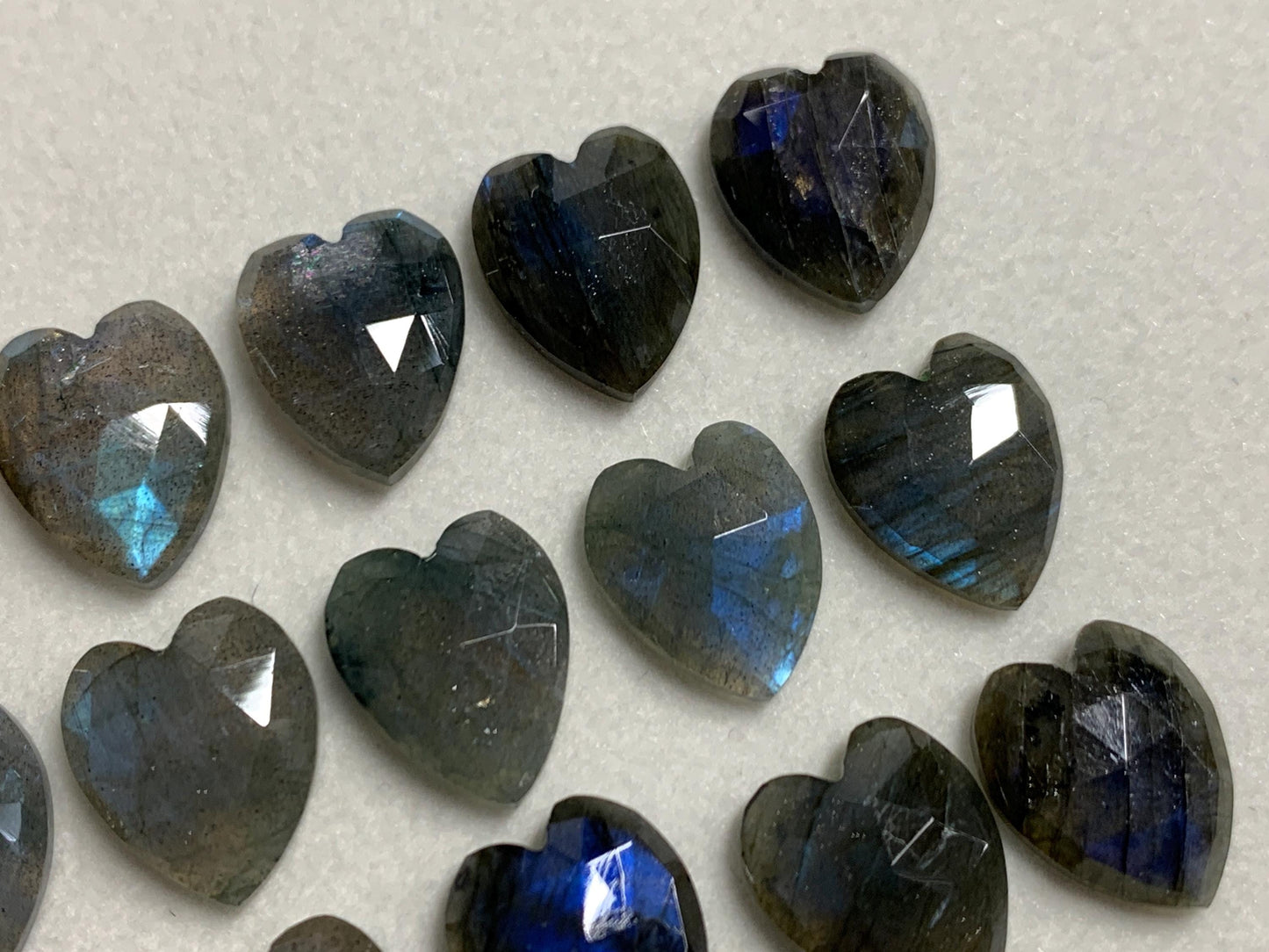 Faceted Labradorite heart 11x13mm cabochon