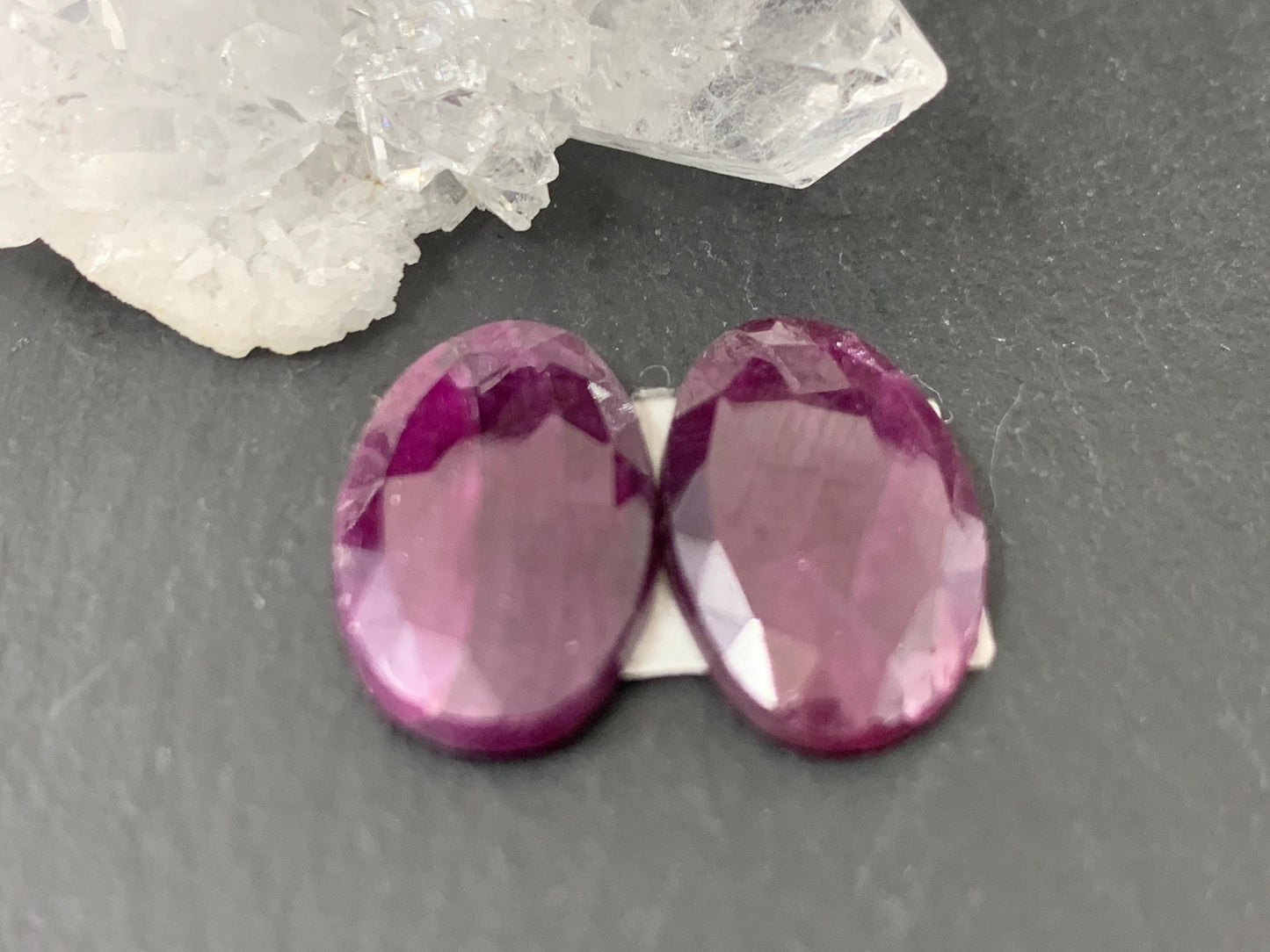 Faceted Ruby pair 10x18x3mm cabochon