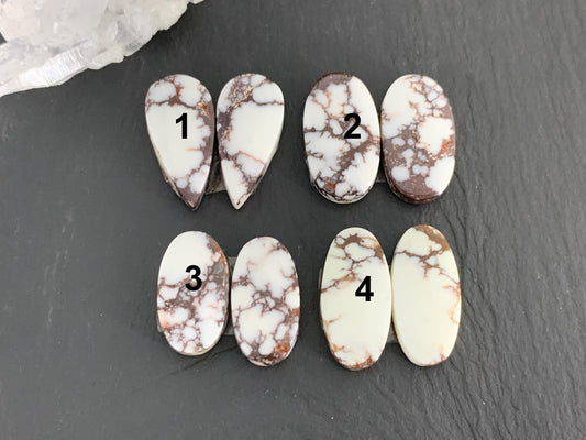 Wild Horse Jasper 19-22mm long cabochon pair