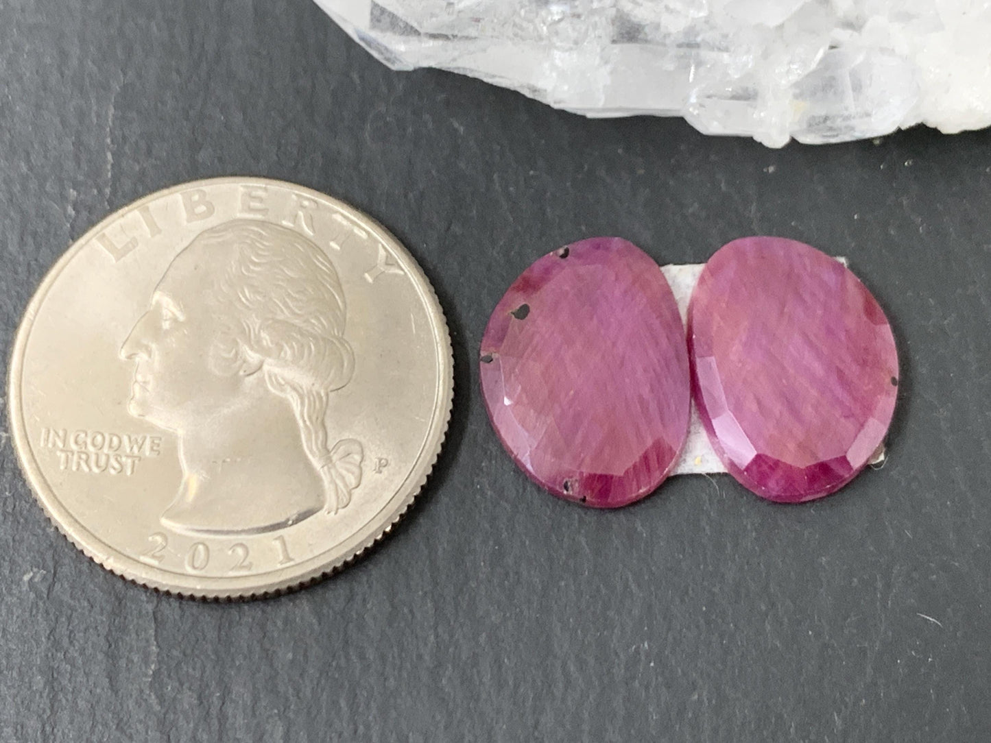 Faceted Ruby pair 11x15x3mm cabochon