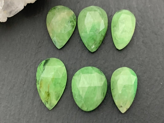 Faceted Tsavorite pear 12-14mm long cabochon
