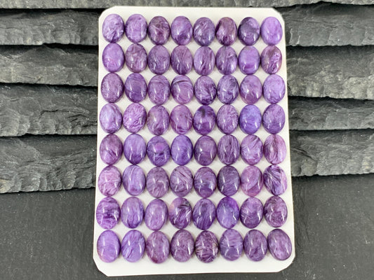 Charoite oval 6x8mm cabochon - Calibrated cabochons
