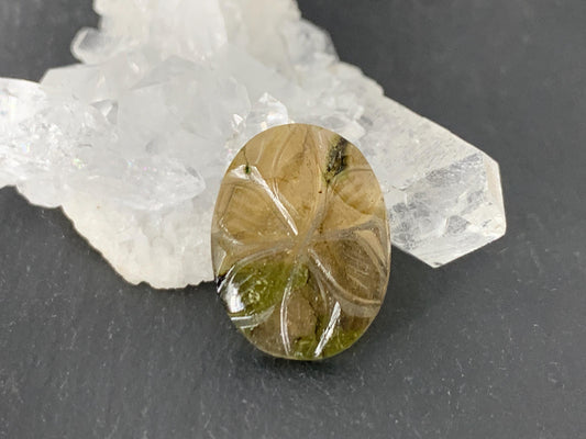 Carved Tourmaline 13x17x2.5mm cabochon