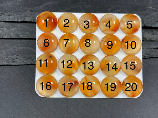 Carnelian round 16mm cabochon - Calibrated cabochons