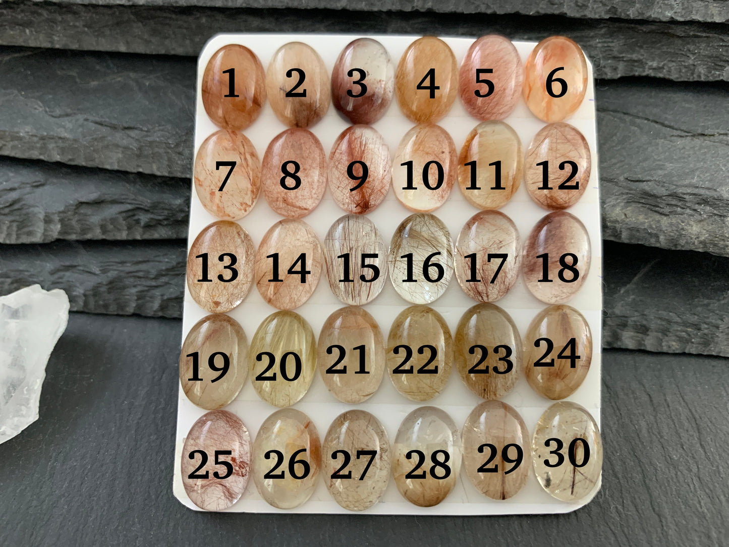 Rutilated Quartz oval 10x14mm cabochon - Calibrated cabochons