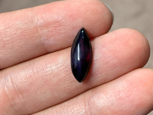 Black Ethiopian Opal marquise 7x17x4mm cabochon