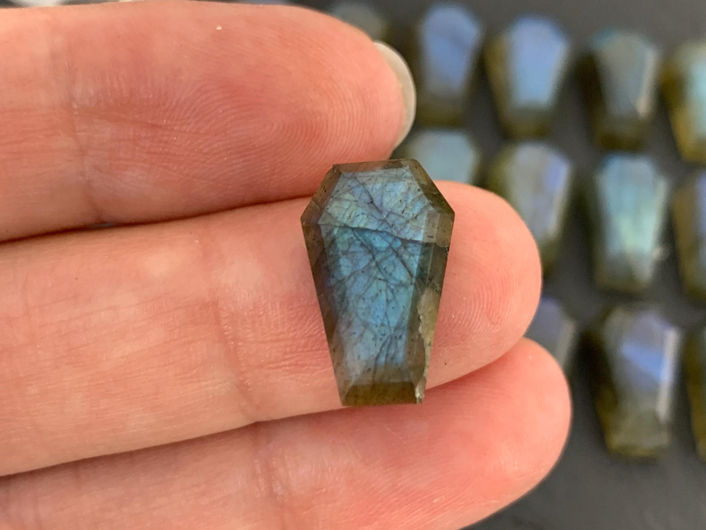 Natural Labradorite Coffin Cabochon: 10x16mm Gemstone