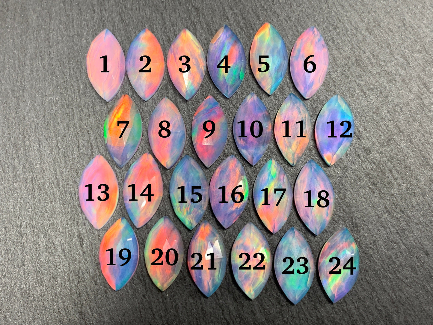 Faceted Aurora Opal marquise 8x16mm cabochon - Doublet cabochons