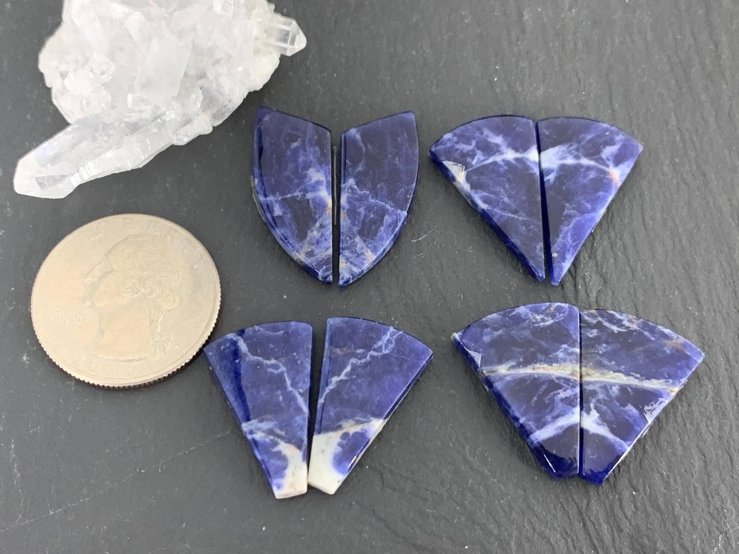 Natural Sodalite pair 22-28mm long cabochon