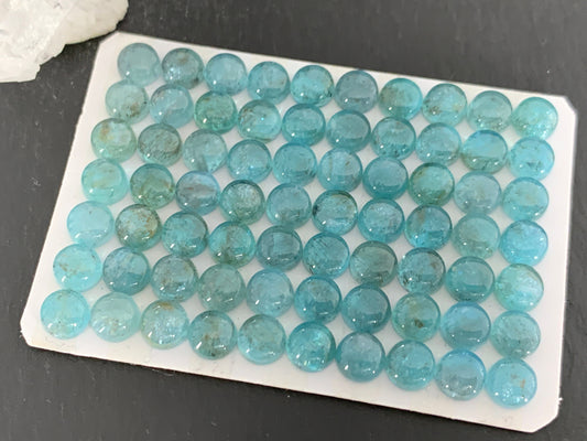 Blue Green Apatite round 6mm cabochon - Calibrated cabochons