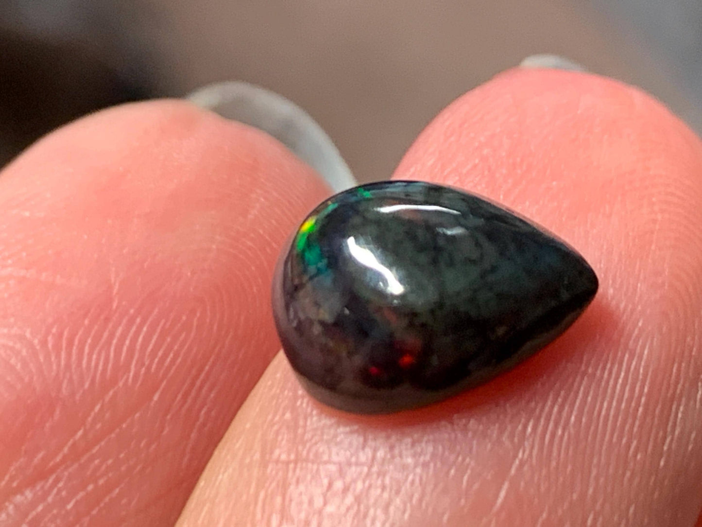 Natural Ethiopian Black Opal 8x10x4.5mm cabochon