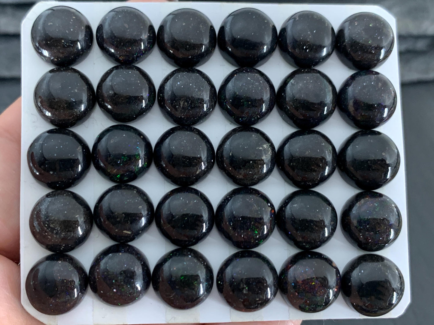 Andamooka Black Opal Cabochon: Round 12mm Matrix Opal