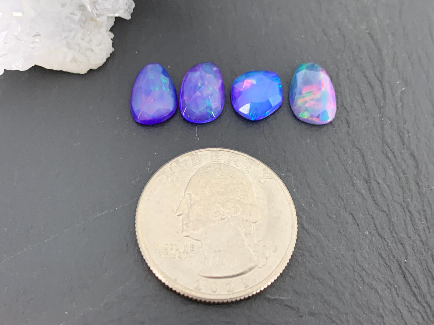 Faceted Ethiopian Purple Opal 9-11mm cabochon