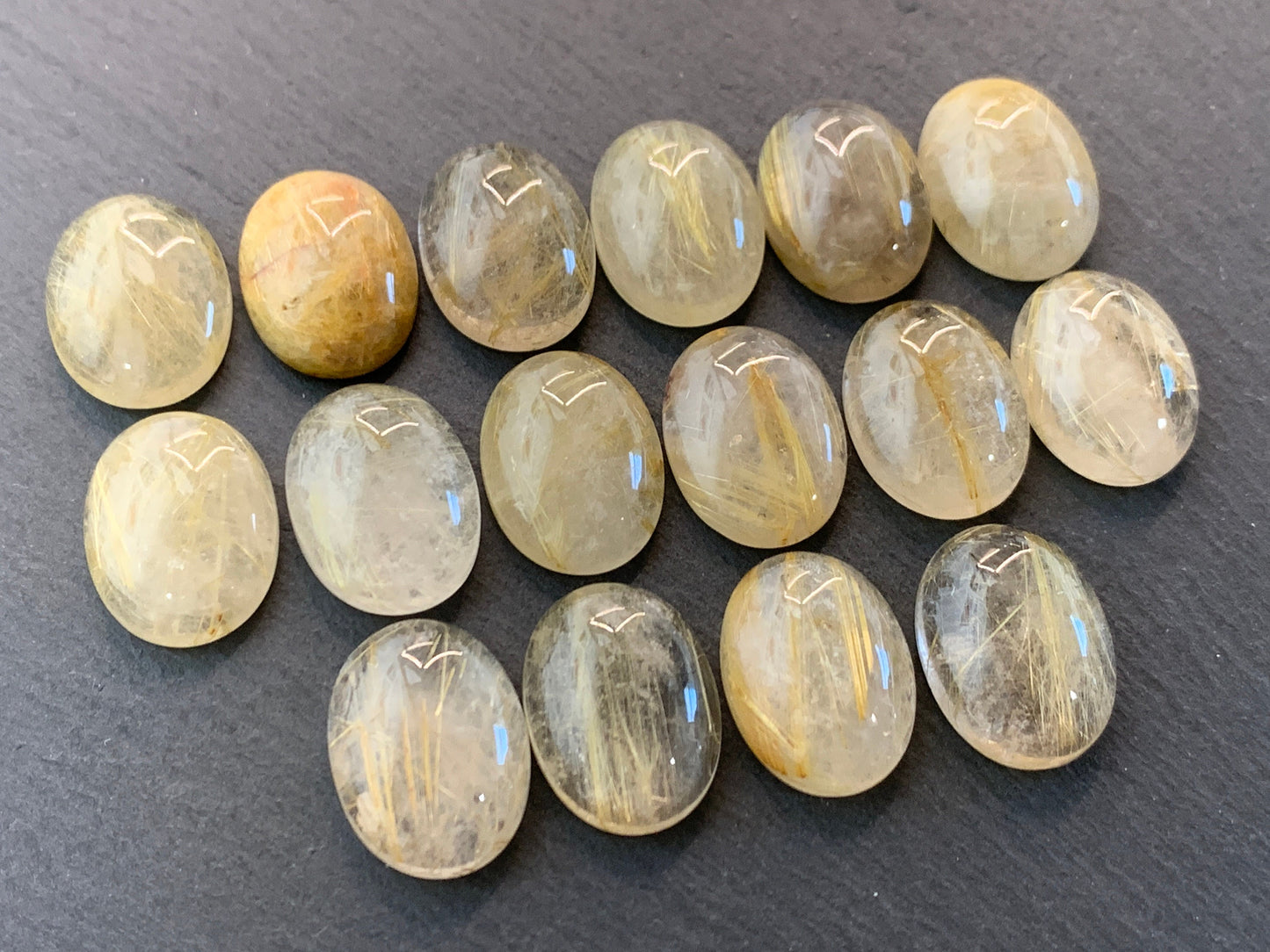 Rutilated Quartz oval 15x20mm cabochon - Calibrated cabochons