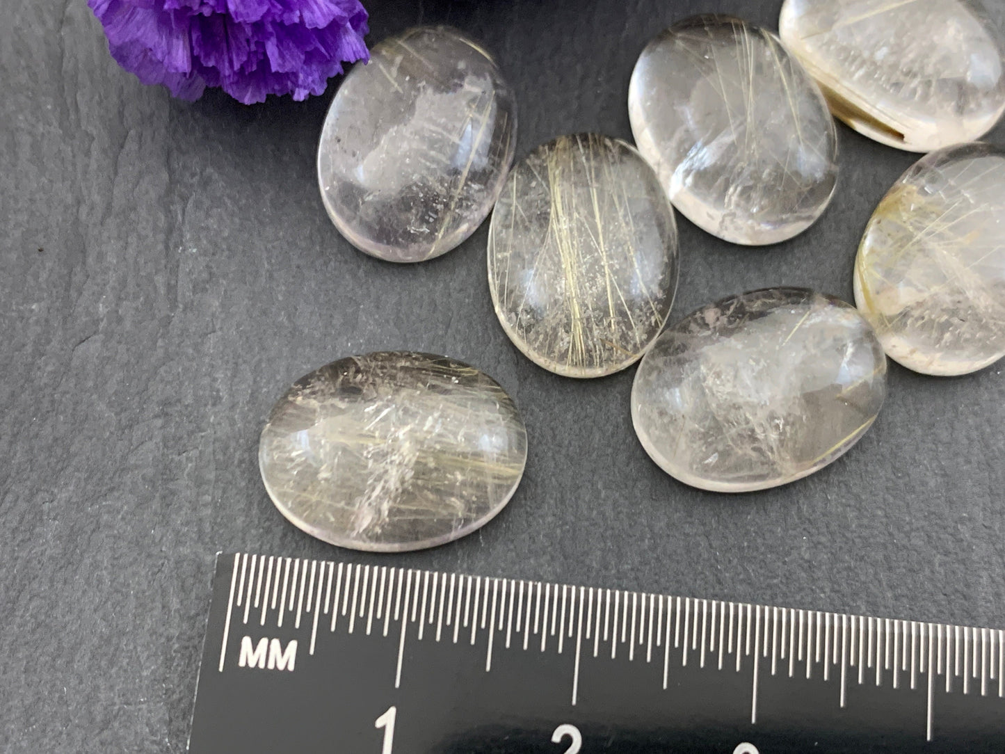 Rutilated Quartz oval 12x16mm cabochon - Calibrated cabochons