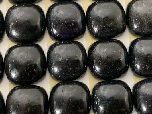 Black Andamooka Opal square cushion 10mm cabochon  - Matrix Australian Opal