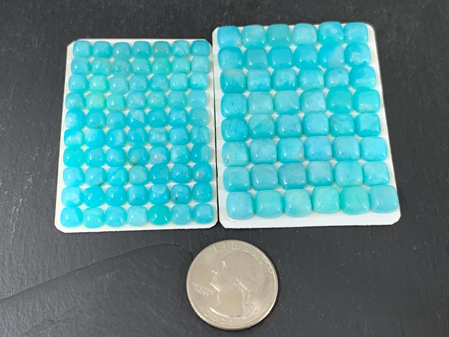 Amazonite square 6mm, 8mm cabochon - Calibrated cabochons