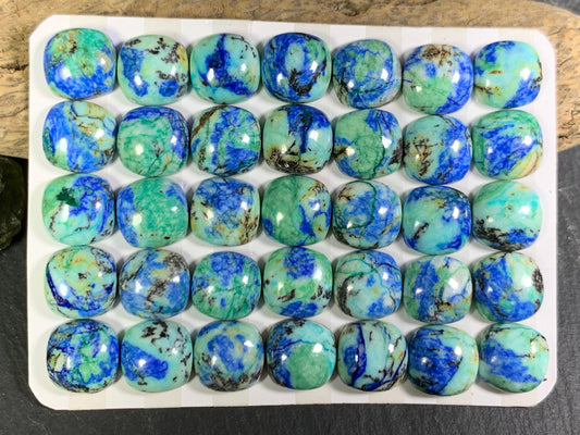 Azurite square cushion 10x10mm cabochon - Calibrated cabochons
